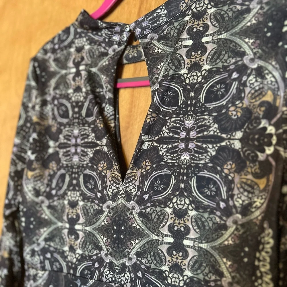 Free People Black and White Long Sleeve Sheath Dress - Picture 4 of 5